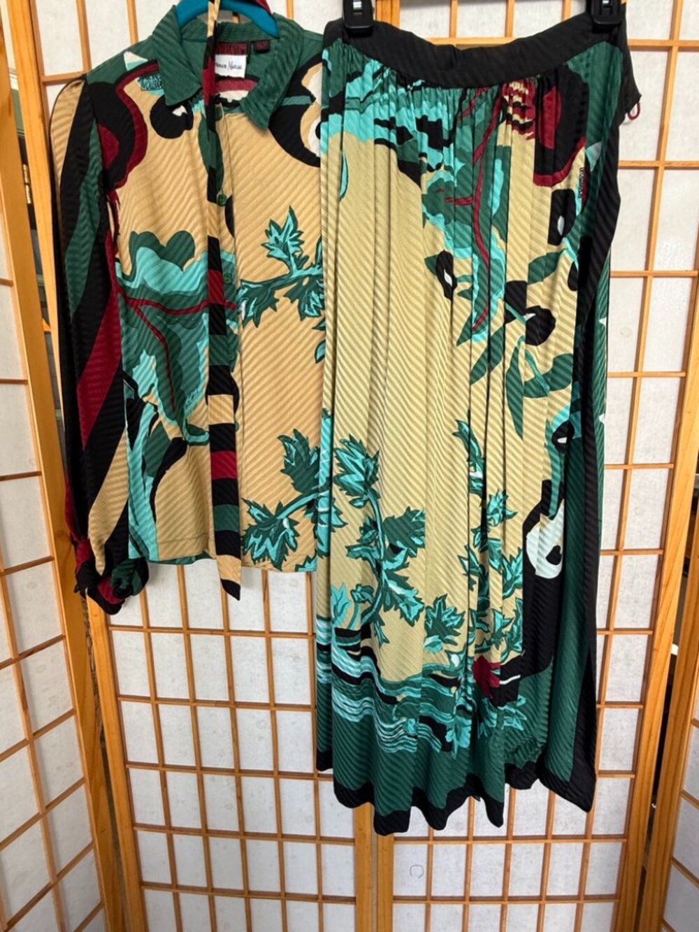 Vintage Michael Vollbracht Vegetable Print Pop Art Skirt Shirt Tie